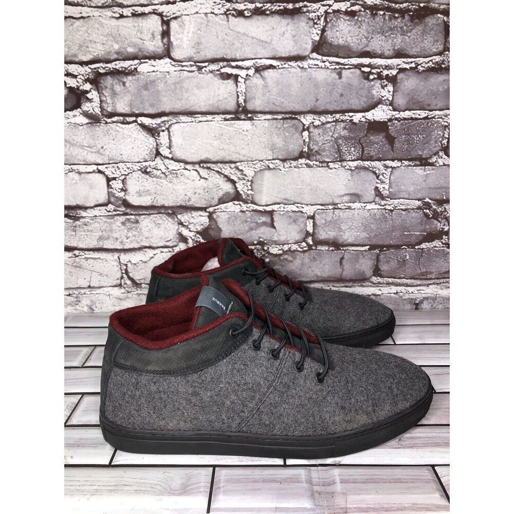 Baabuk Sky Wooler Gray High Top Wool Fabric Sneakers Shoes Men Sz 42EU/9M US